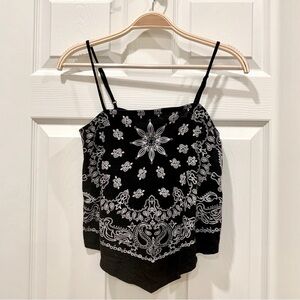 EXPRESS Black White Paisley Bandana Scarf Print Cami Top